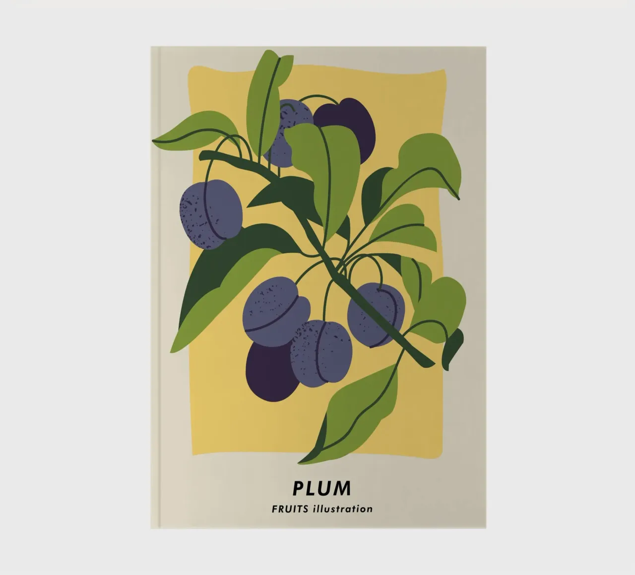 Plum Fruit Branch - Minimalist Botanical Art Print notebook by ClubArt