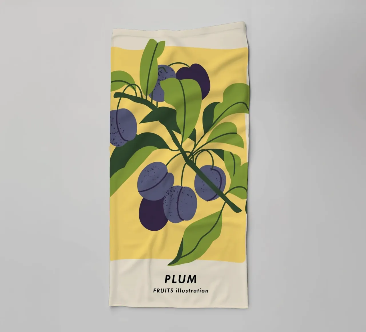 Plum Fruit Branch - Minimalist Botanical Art Print towel by ClubArt