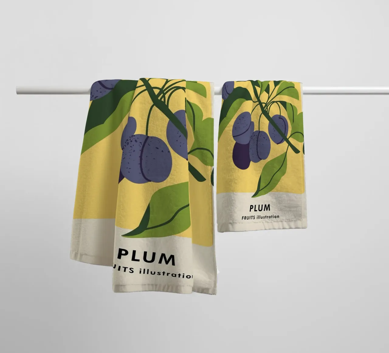Plum Fruit Branch - Minimalist Botanical Art Print towel by ClubArt