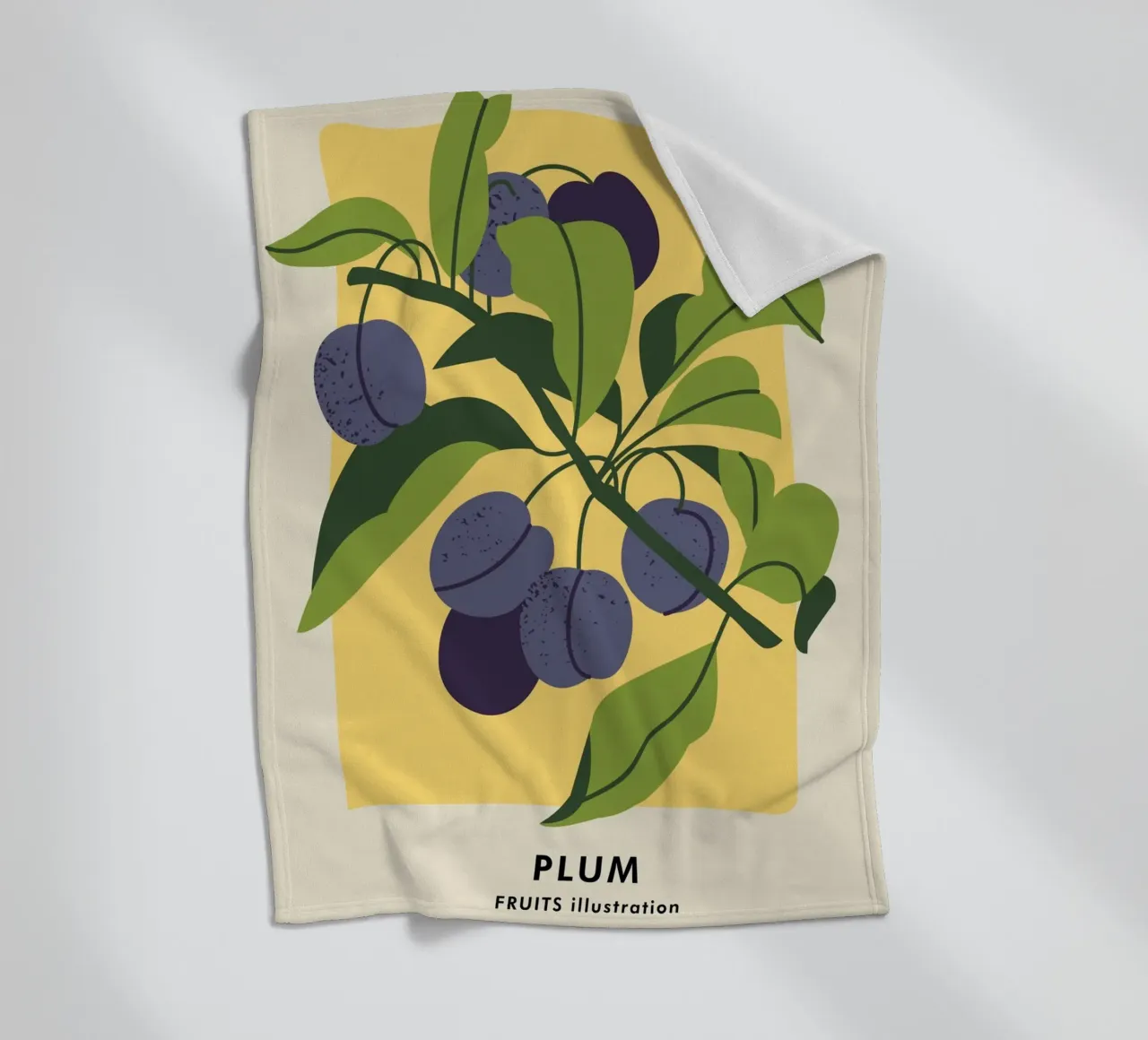 Pflaumenfrucht-Zweig - Minimalistischer botanischer Kunstdruck Fleecedecke von ClubArt