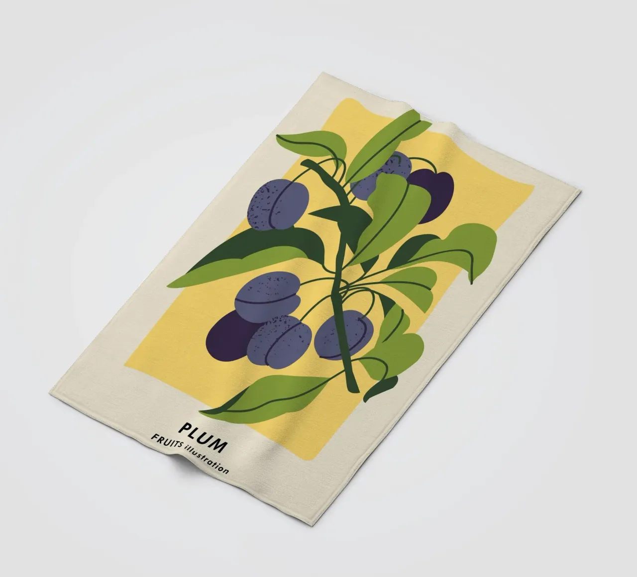 Pflaumenfrucht-Zweig - Minimalistischer botanischer Kunstdruck Fleecedecke von ClubArt