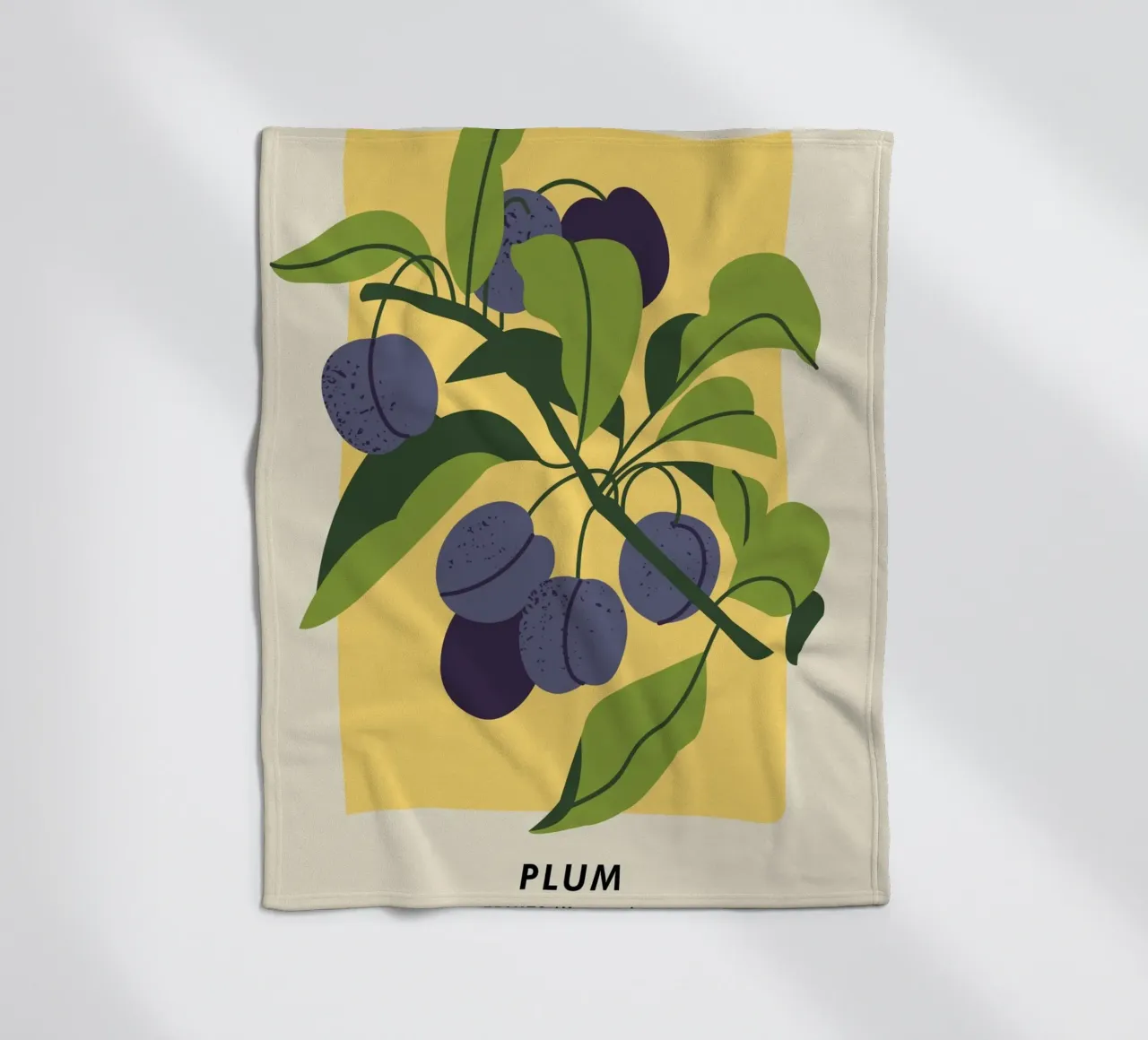 Pflaumenfrucht-Zweig - Minimalistischer botanischer Kunstdruck Fleecedecke von ClubArt