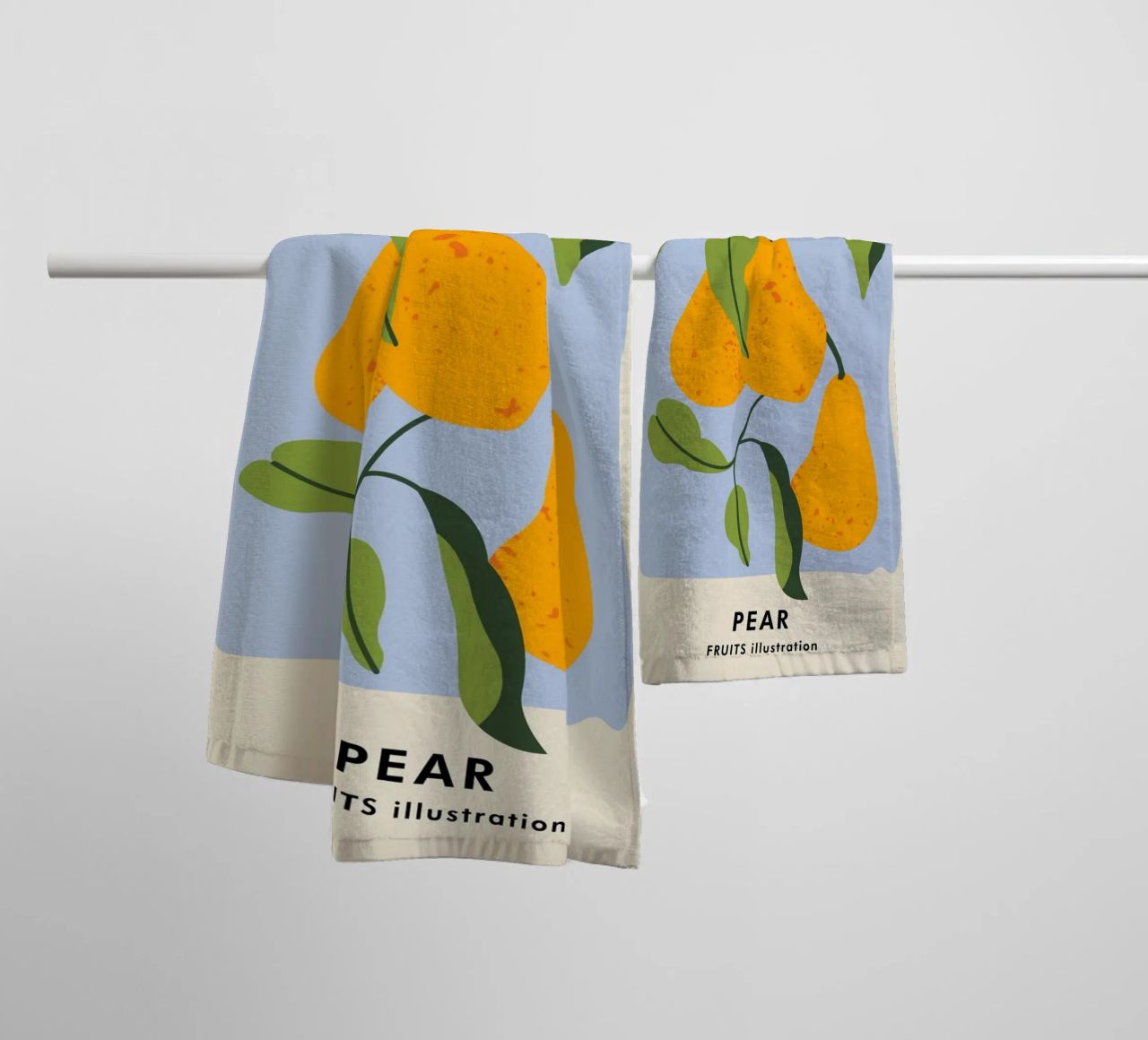 Pear Fruit Branch - Minimalist Botanical Art Print towel by ClubArt