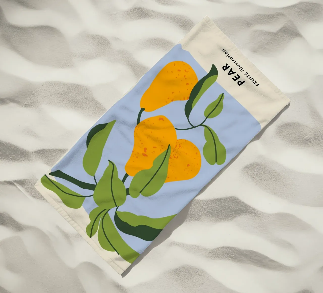 Pear Fruit Branch - Minimalist Botanical Art Print beach towel by ClubArt