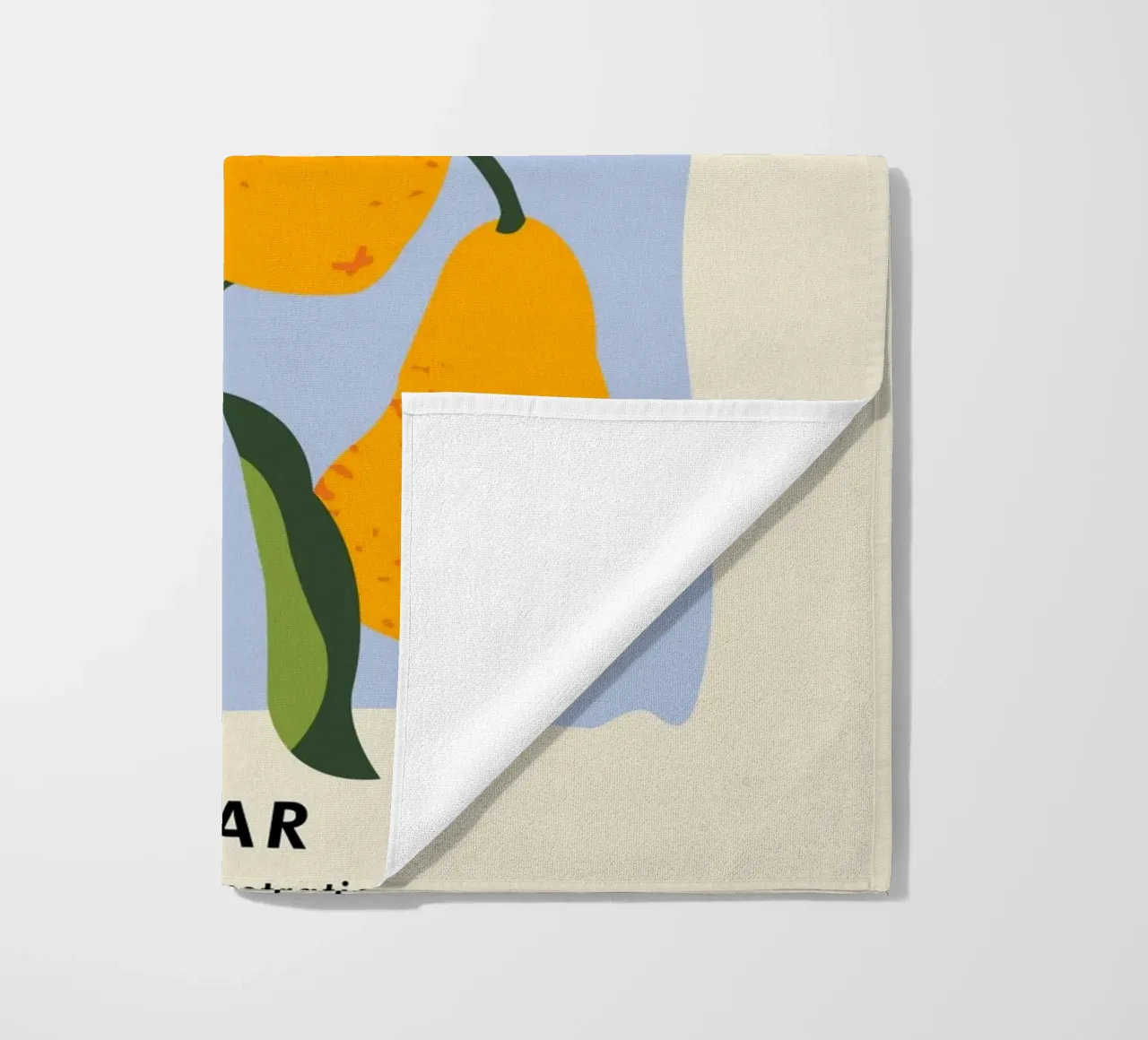 Pear Fruit Branch - Minimalist Botanical Art Print beach towel by ClubArt