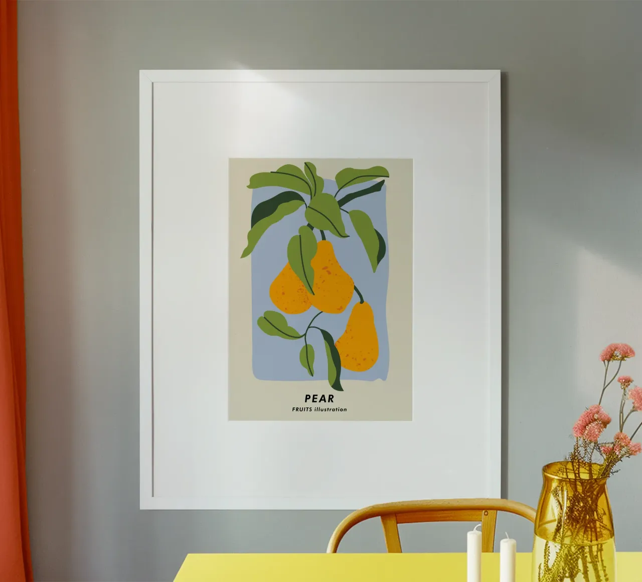 Pear Fruit Branch - Minimalist Botanical Art Print hahnemühle by ClubArt