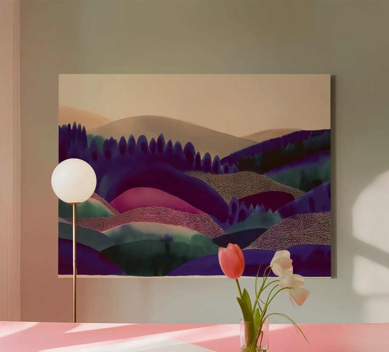 Fields of Indigo Memory (panorama) canvas with Floater frame by Seed & Signal