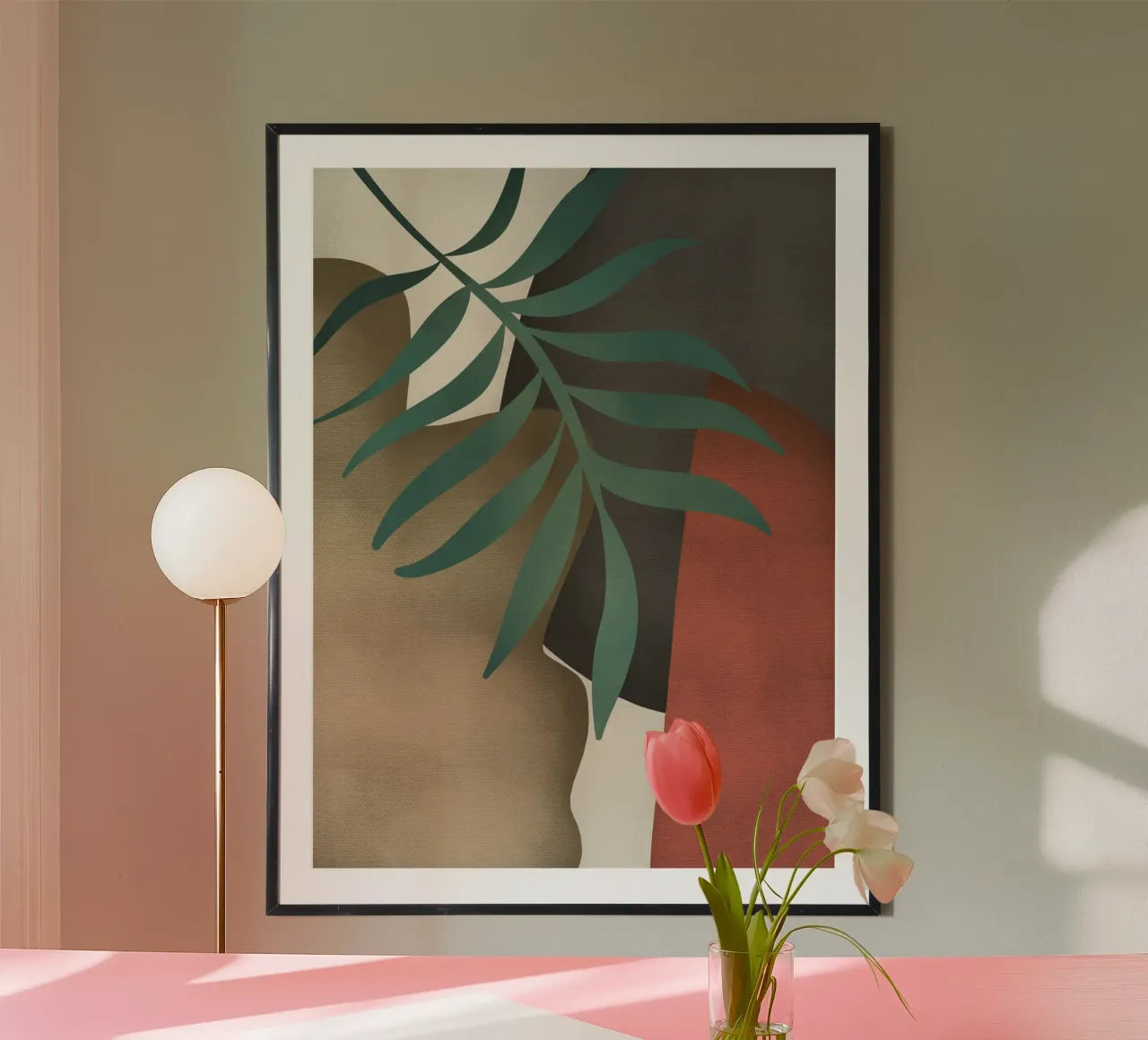 Pianta e ritaglio dell'astratto 02 poster con telaio in plastica da Little Dean