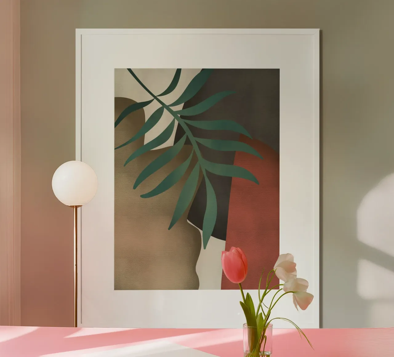 Pianta e ritaglio dell'astratto 02 poster con telaio in plastica da Little Dean