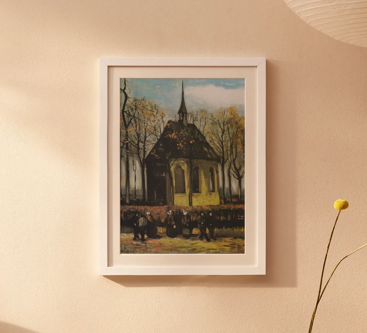 Campanile della chiesa comunitaria poster con telaio in legno da cloud shop