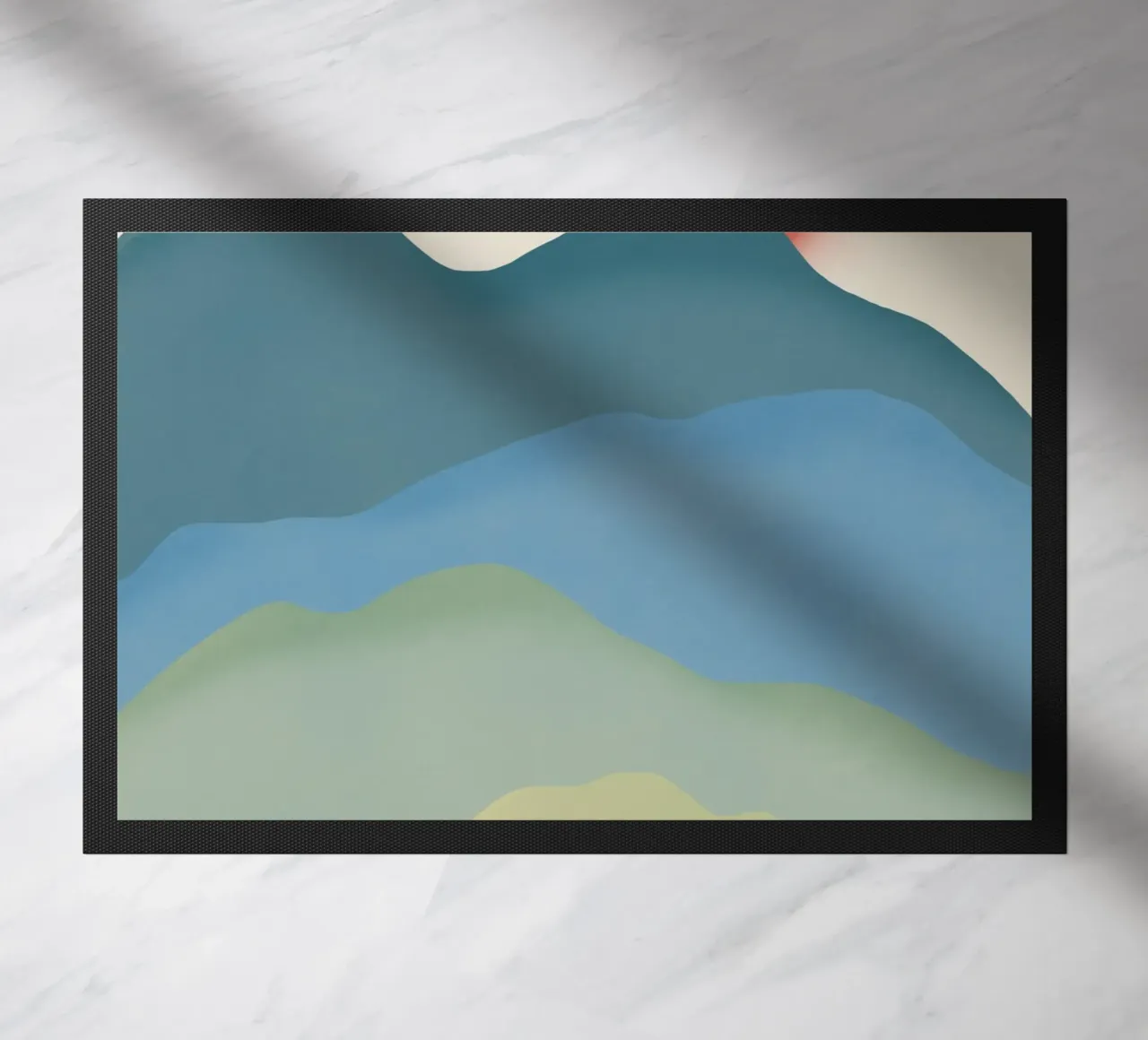 Montagna minimal blu e verde zerbino da Little Dean