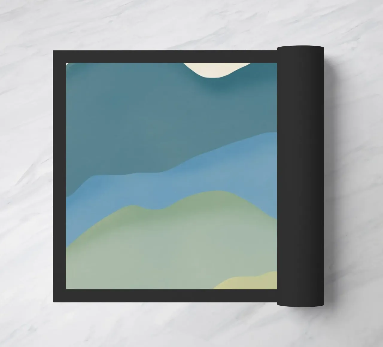 Montagna minimal blu e verde zerbino da Little Dean