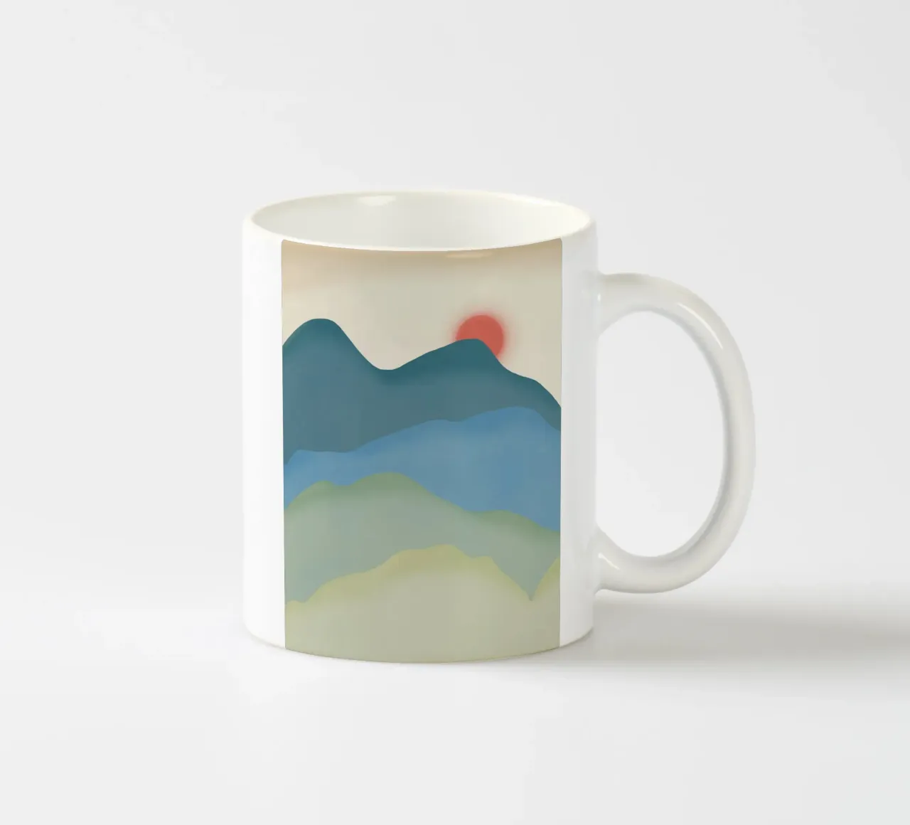 Montagna minimal blu e verde tazza in ceramica da Little Dean