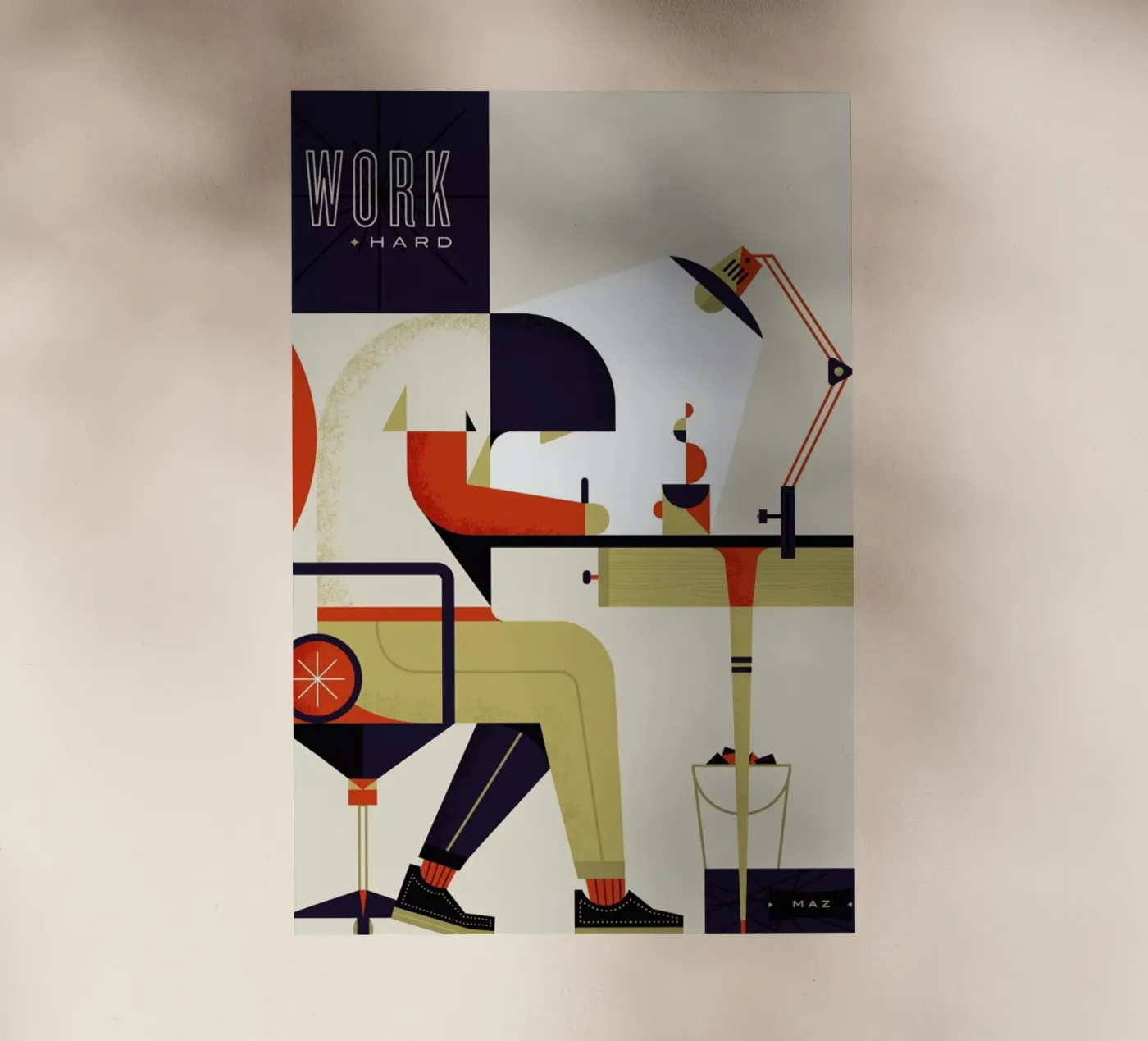 Work Hard Backlit Folie von Maz