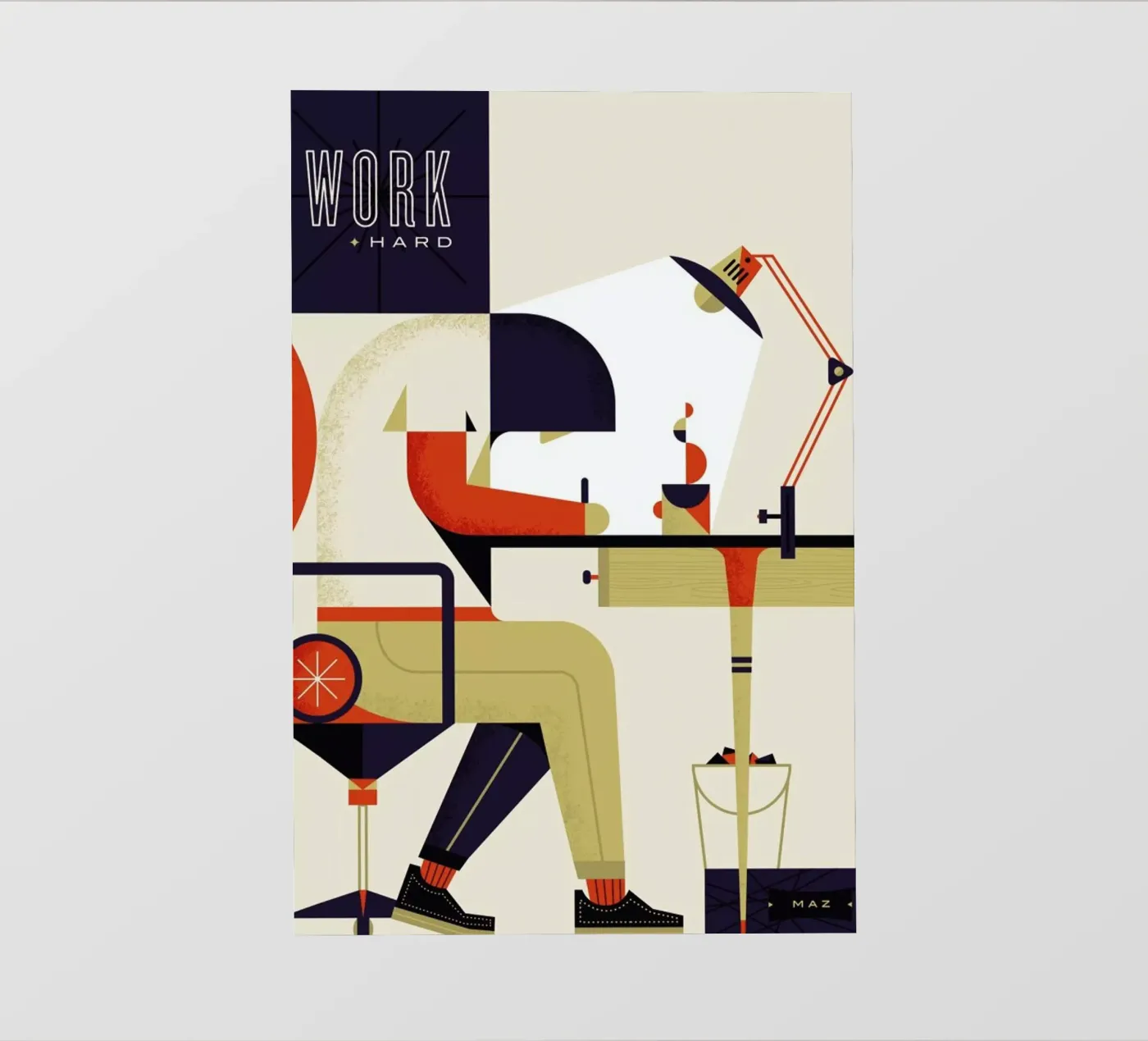 Work Hard Backlit Folie von Maz