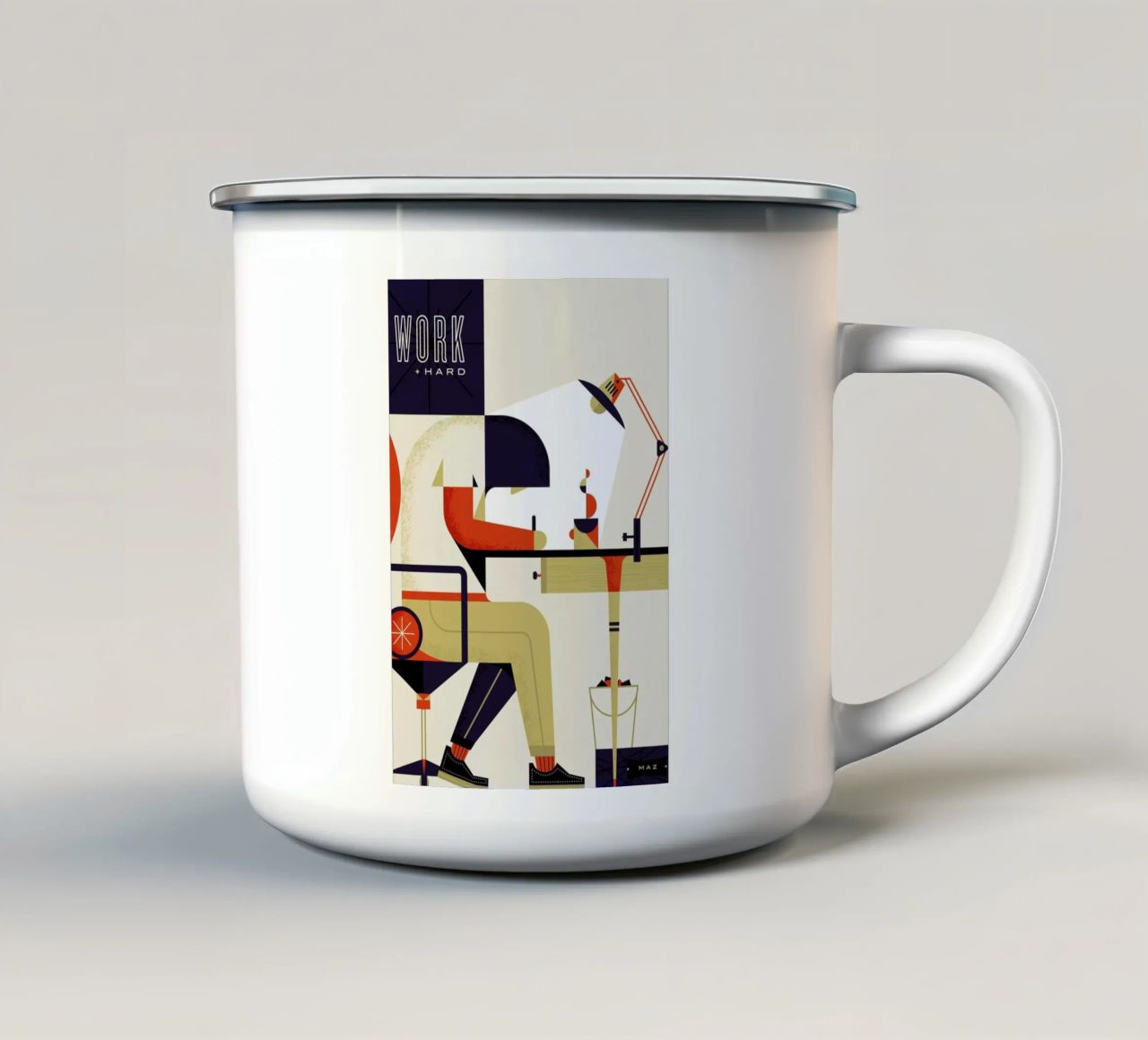 Work Hard tazza in smalto da Maz