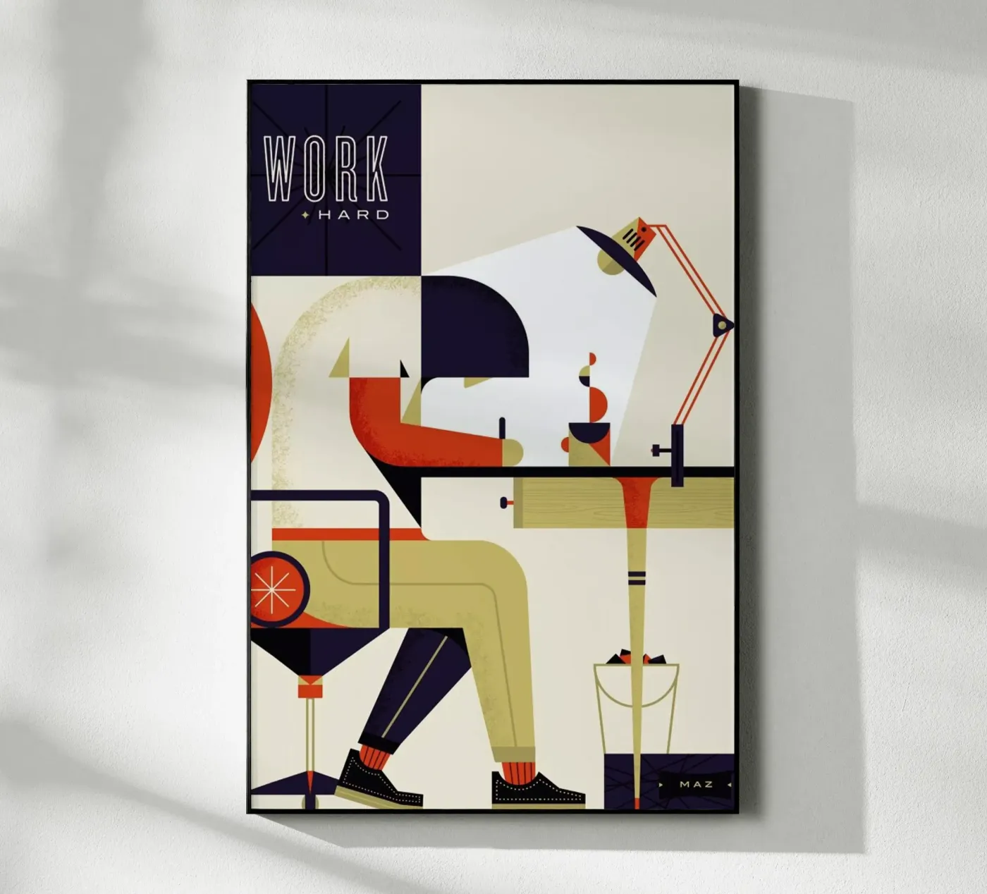 Work Hard acryl van Maz