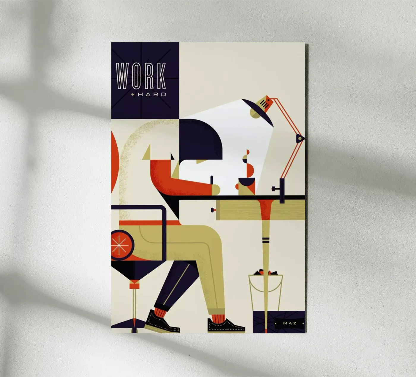 Work Hard forex-plaat van Maz