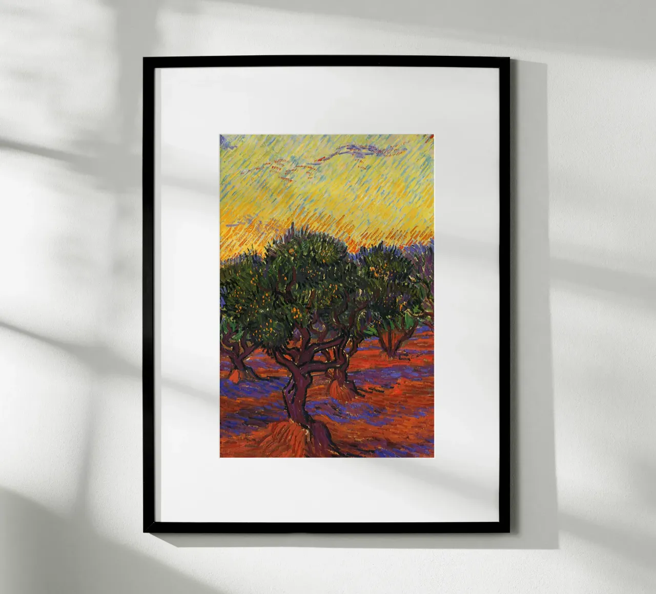 ulivo al tramonto poster con telaio in alluminio da cloud shop