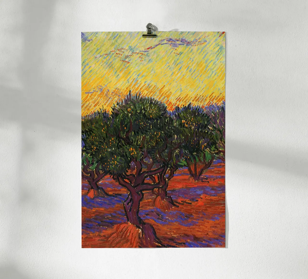 ulivo al tramonto poster con telaio in alluminio da cloud shop