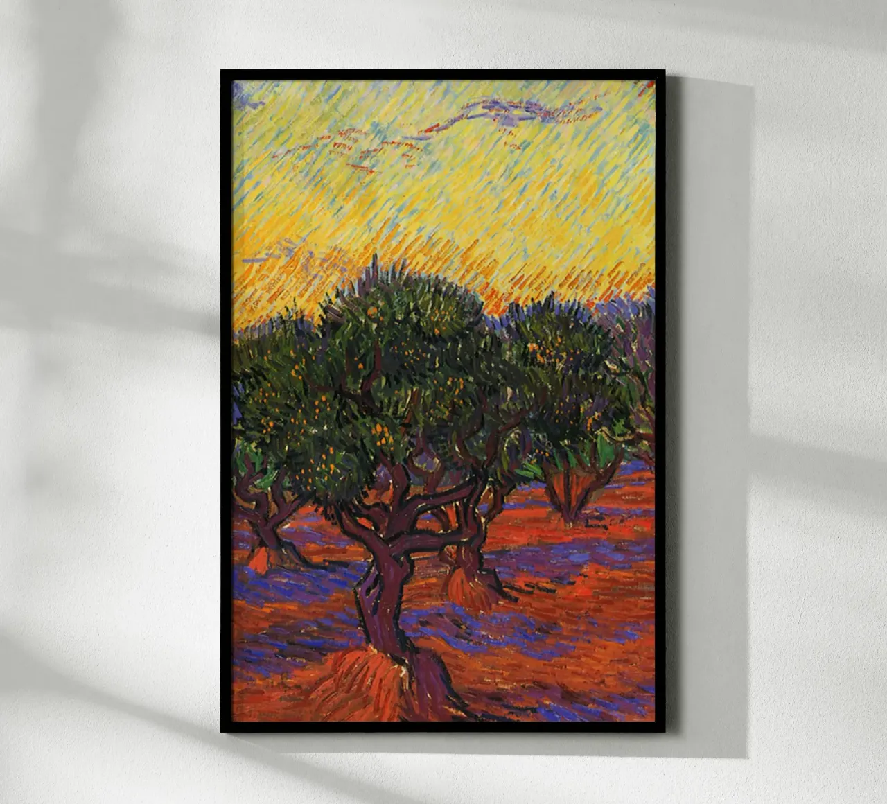 ulivo al tramonto poster con telaio in alluminio da cloud shop