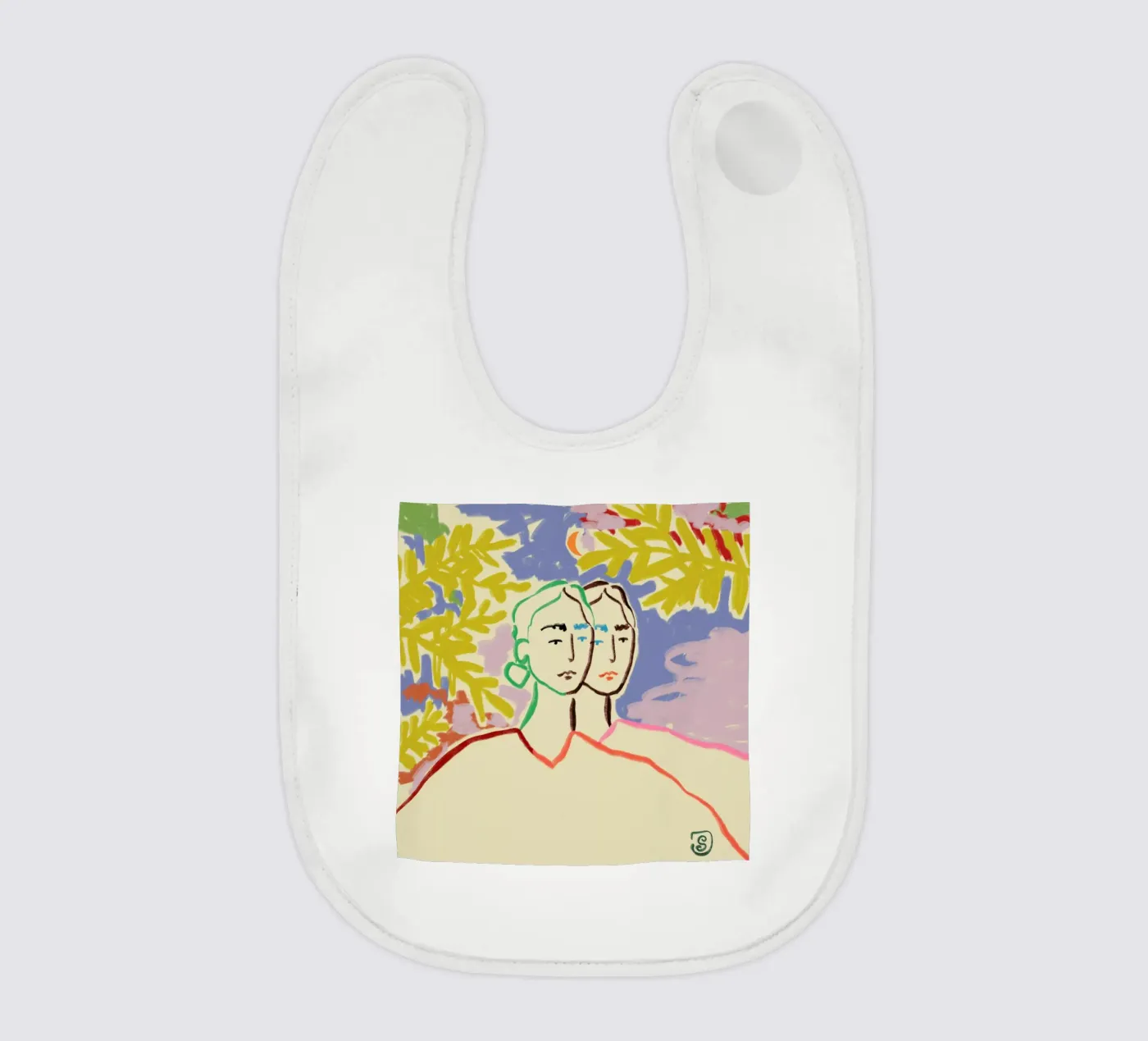 Gemini baby bib by Sandra Poliakov