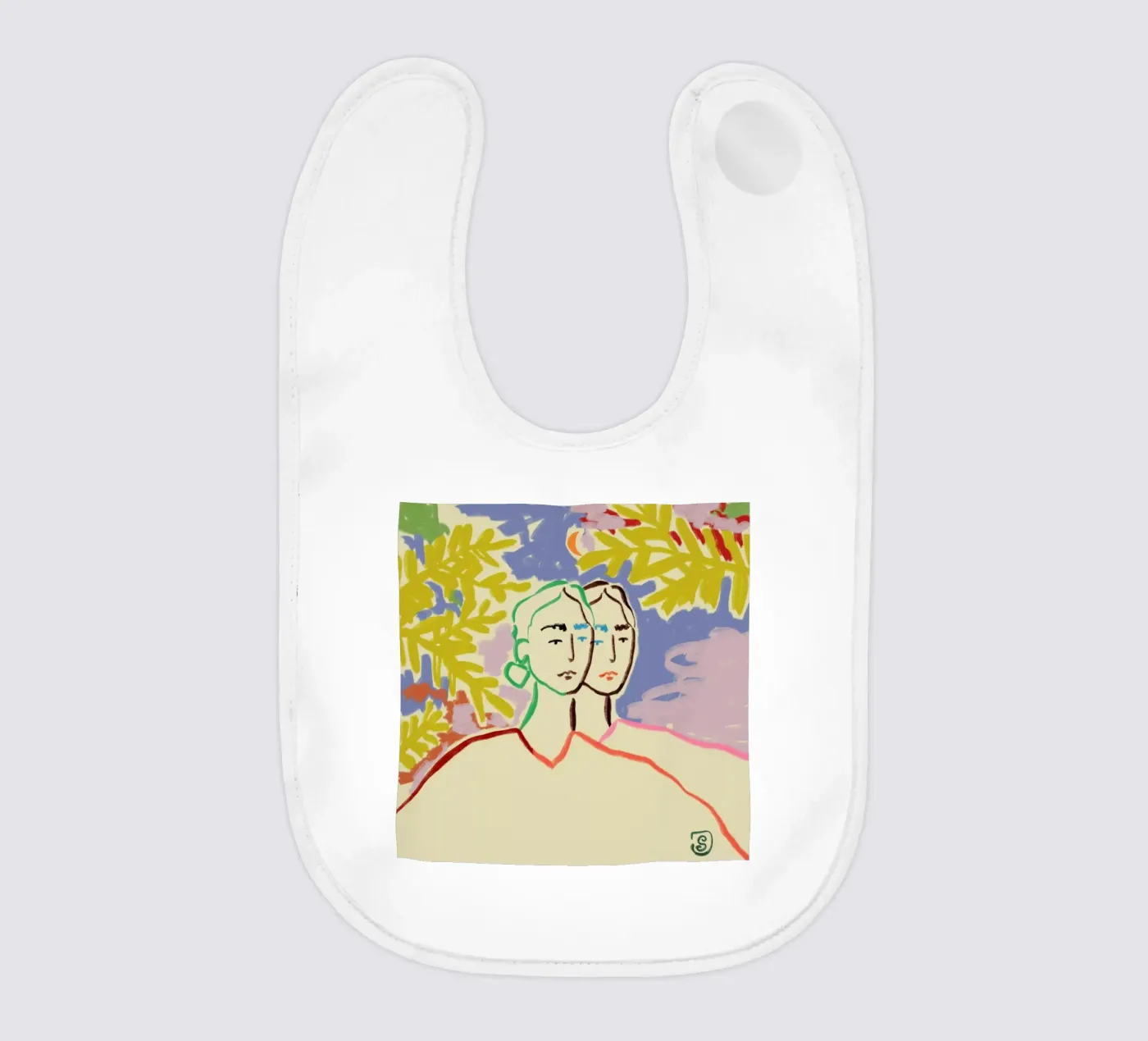 Gemini baby bib by Sandra Poliakov
