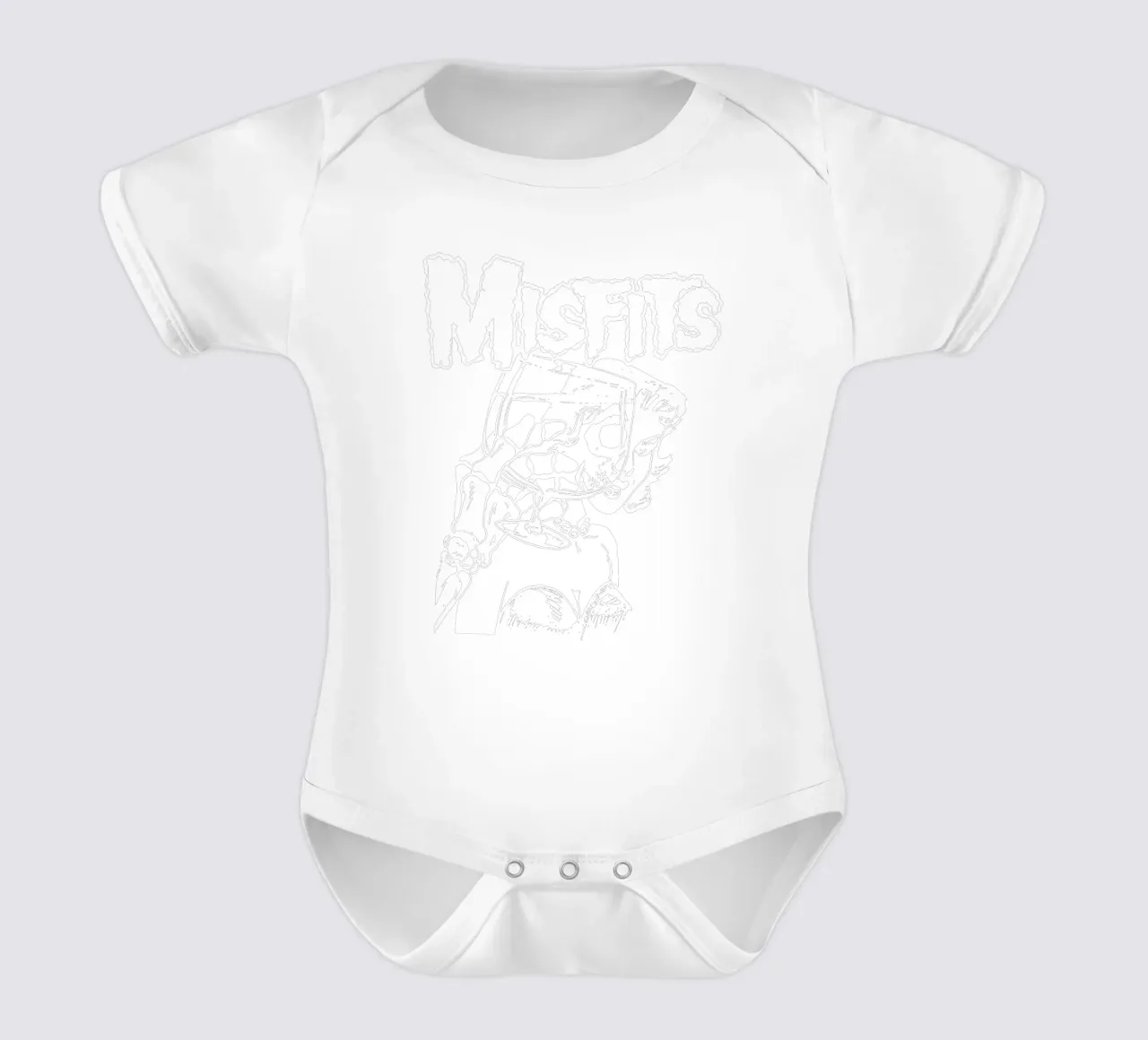 Misfits - White Silhouette short-sleeve baby romper by Aiden Hermisto