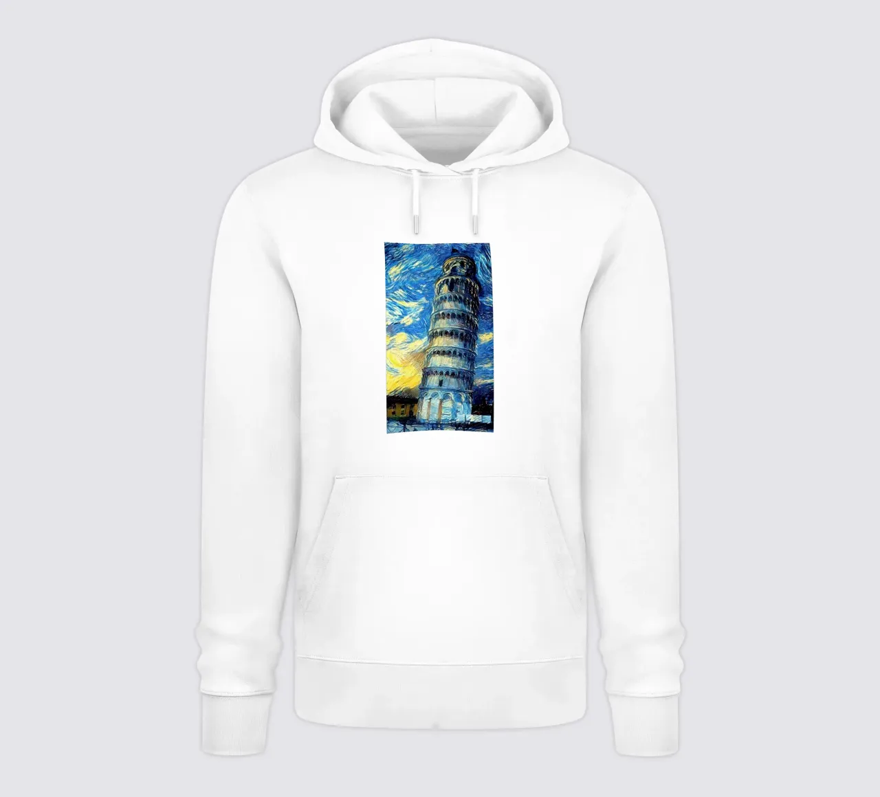 torre pendente di pisa in una notte stellata felpa con cappuccio da Piper Shop Oke