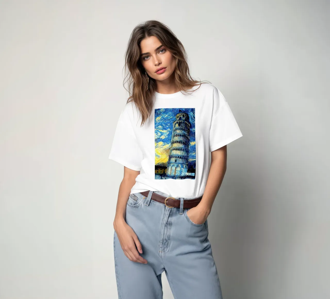 torre pendente di pisa in una notte stellata t-shirt da Piper Shop Oke