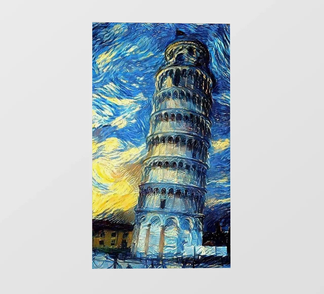 torre pendente di pisa in una notte stellata pellicola backlit da Piper Shop Oke
