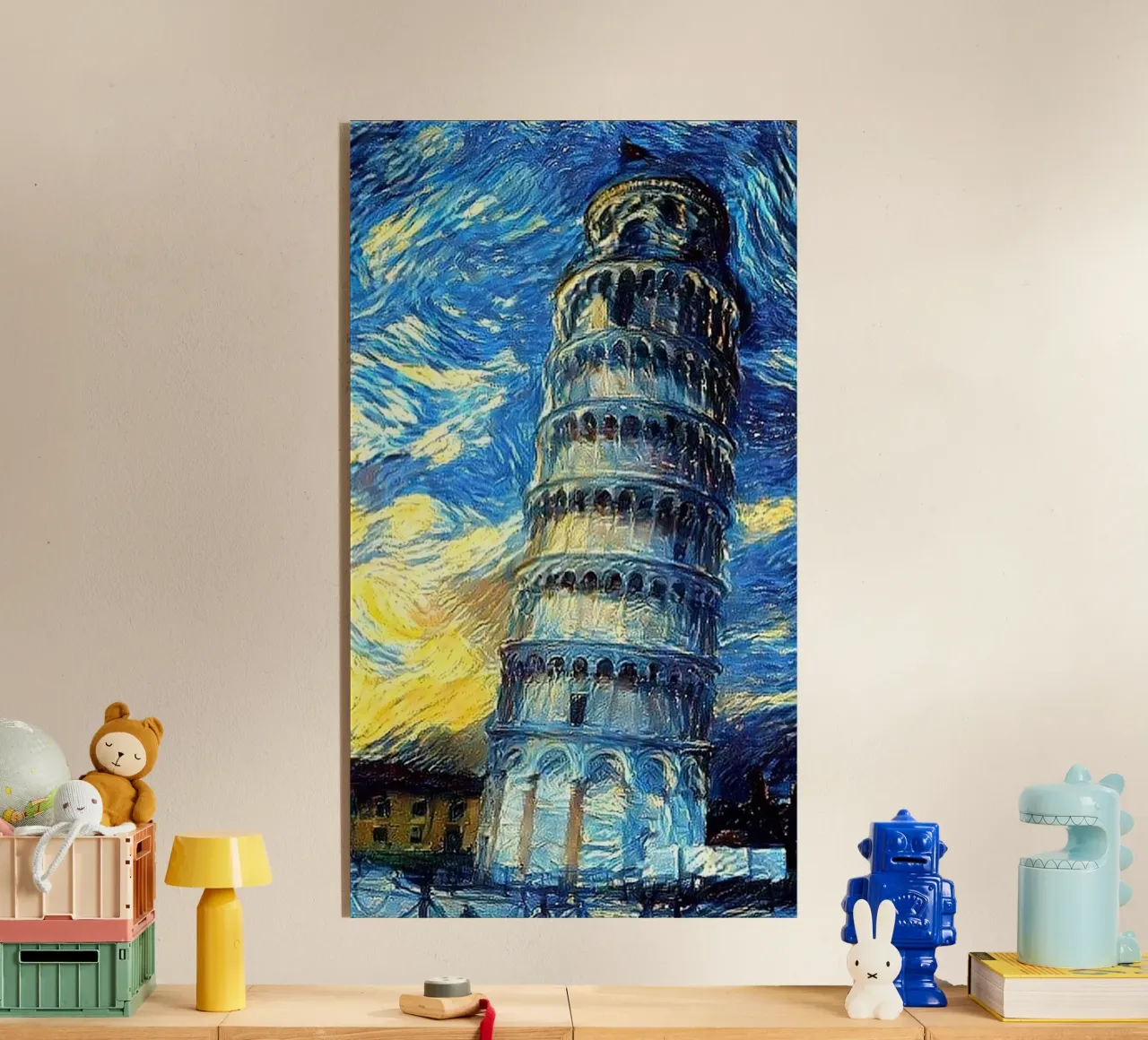 torre pendente di pisa in una notte stellata plexiglass da Piper Shop Oke