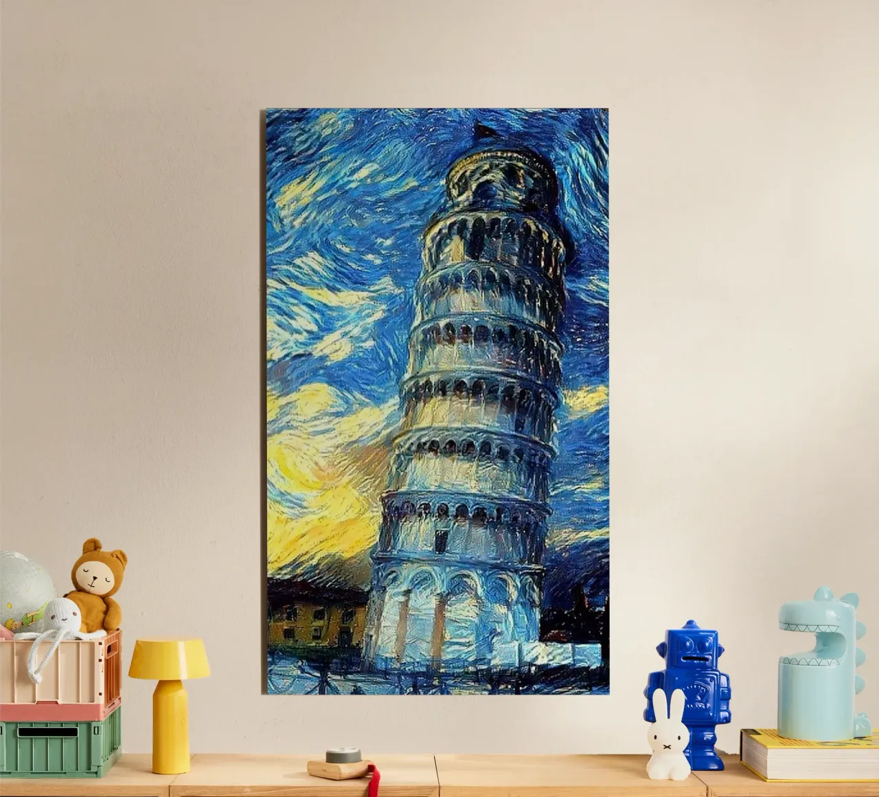 torre pendente di pisa in una notte stellata alluminio dibond da Piper Shop Oke