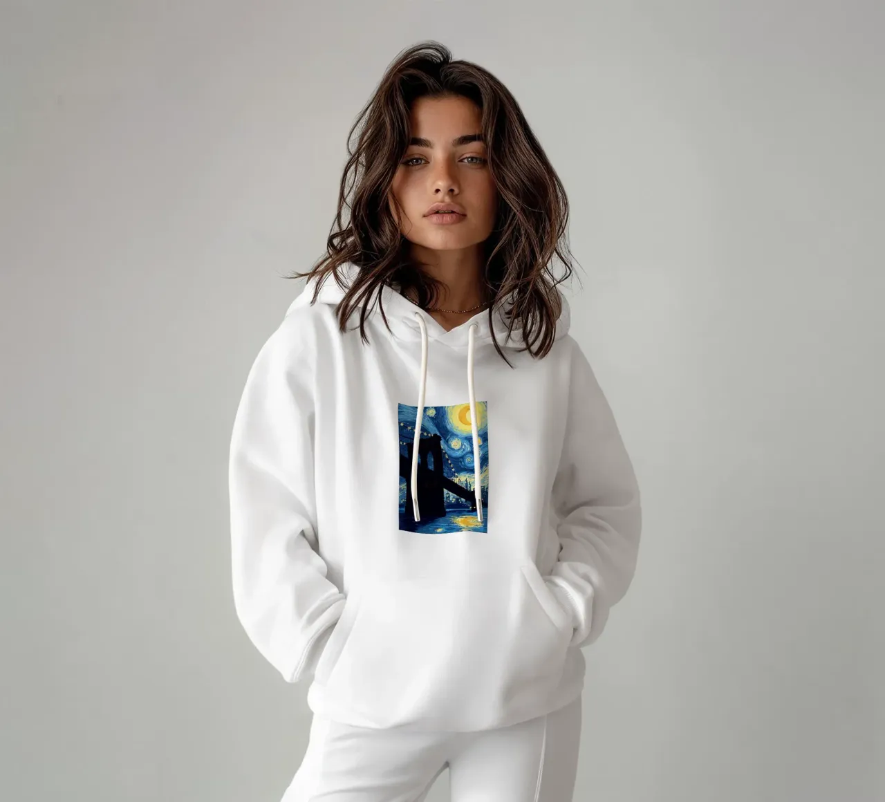 silhouette di un ponte di notte felpa con cappuccio da Piper Shop Oke
