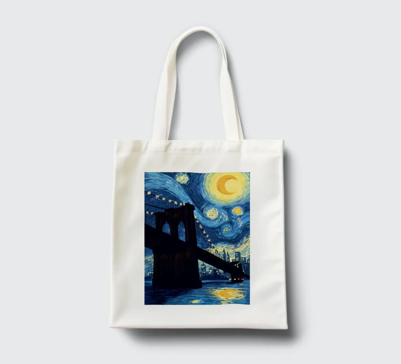 silhouette di un ponte di notte borsa in juta da Piper Shop Oke