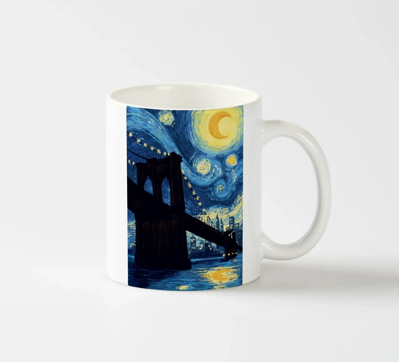 silhouette di un ponte di notte tazza in ceramica da Piper Shop Oke