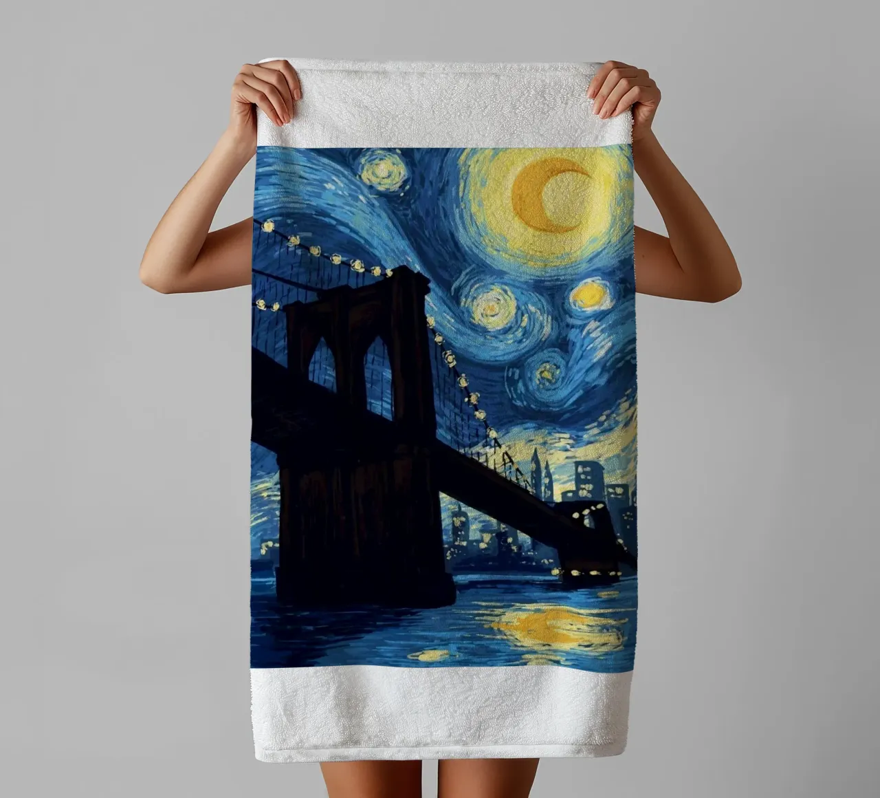 silhouette di un ponte di notte asciugamano da bagno da Piper Shop Oke