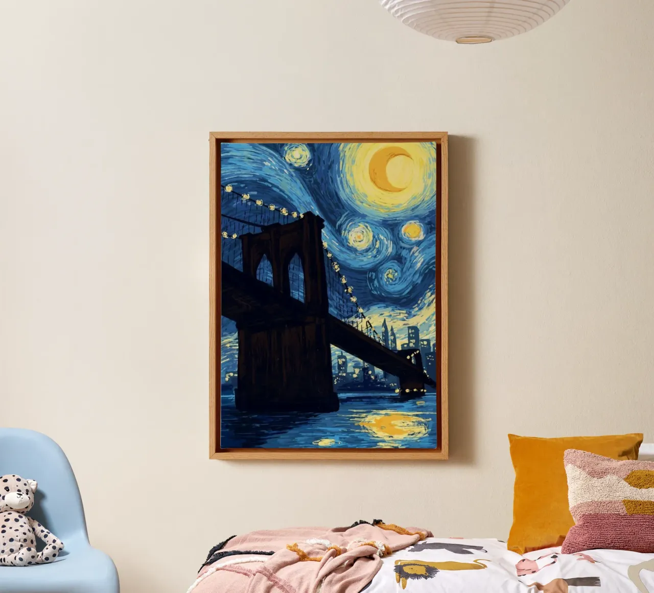 silhouette di un ponte di notte tela da Piper Shop Oke