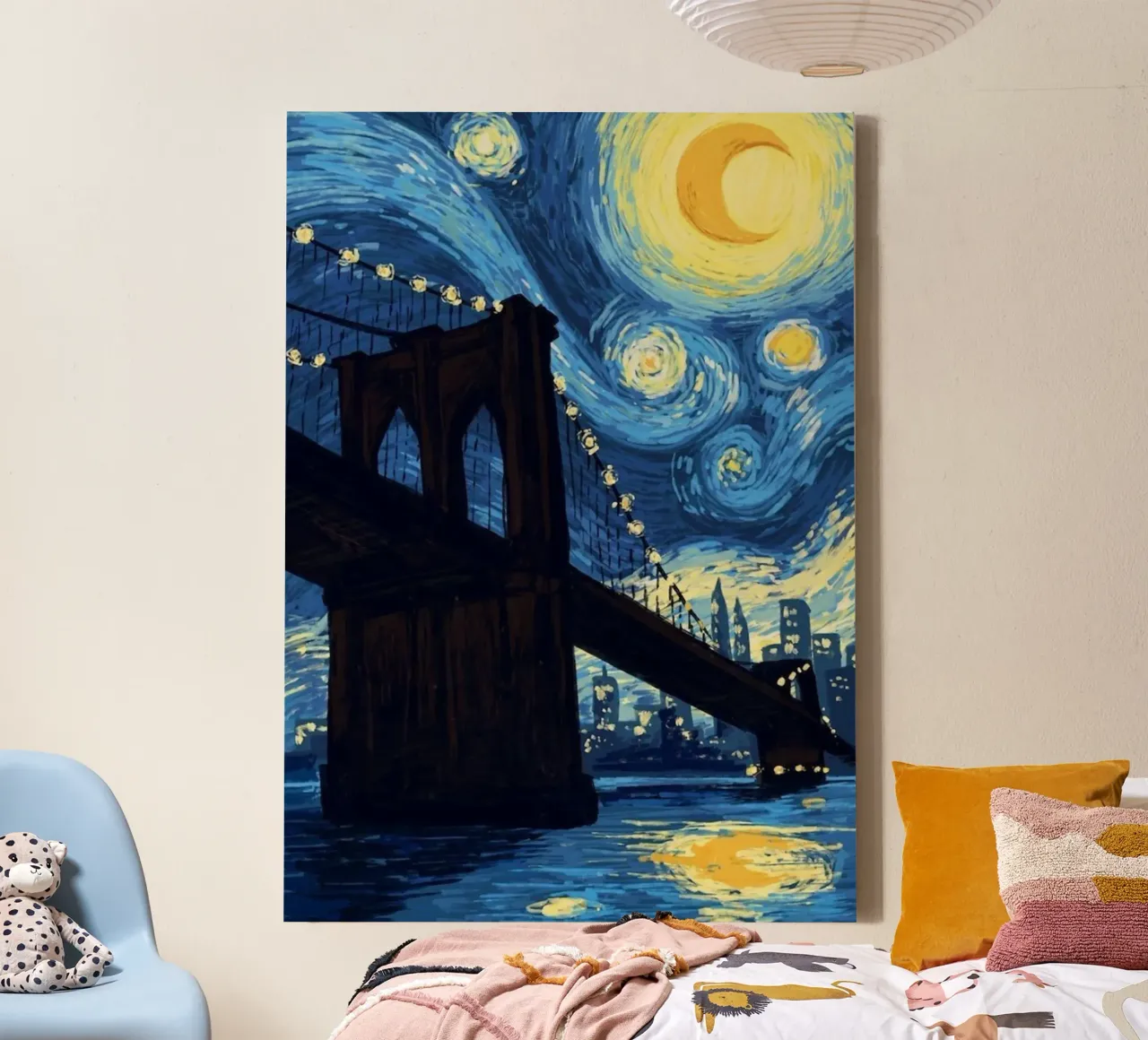 silhouette di un ponte di notte tela da Piper Shop Oke