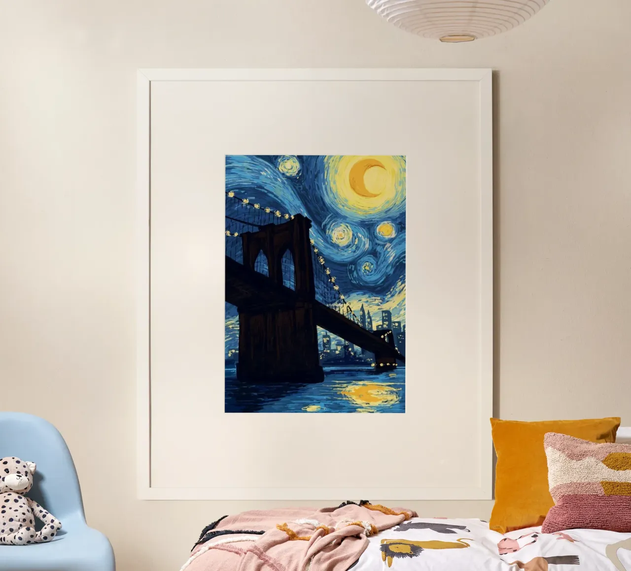 Silhouette einer Brücke bei Nacht Poster von Piper Shop Oke