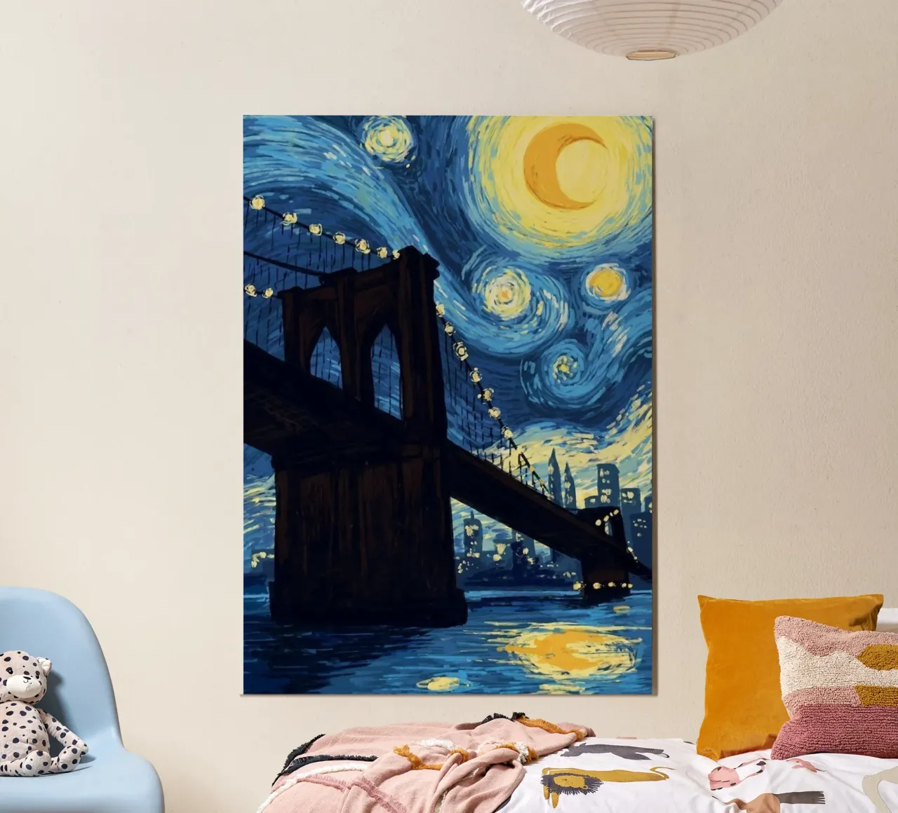 Silhouette einer Brücke bei Nacht Poster von Piper Shop Oke