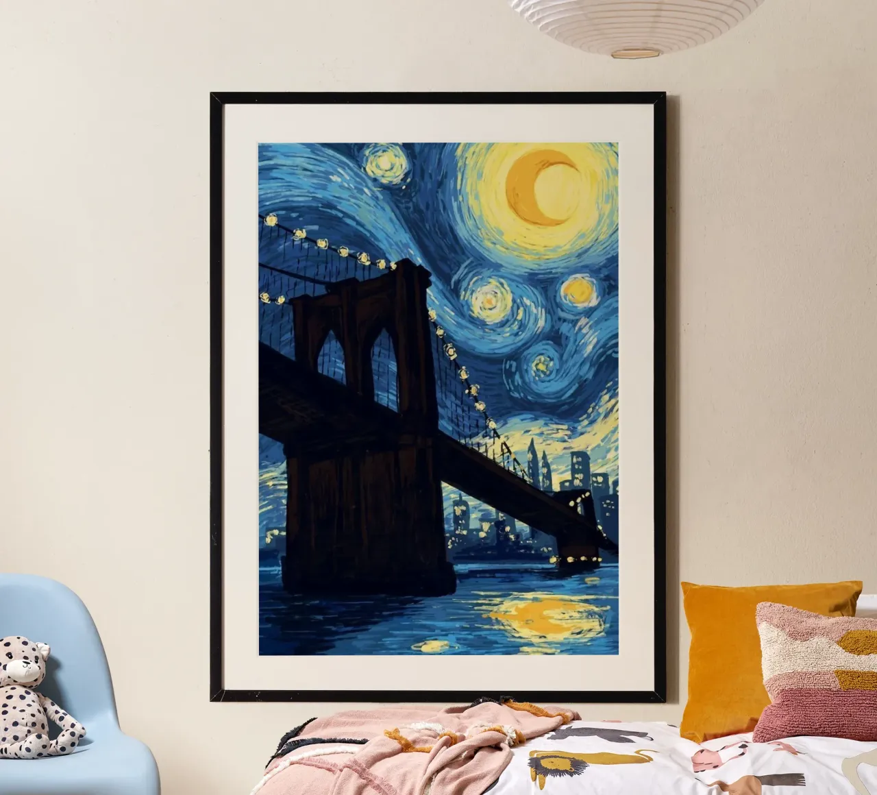 Silhouette einer Brücke bei Nacht Poster von Piper Shop Oke