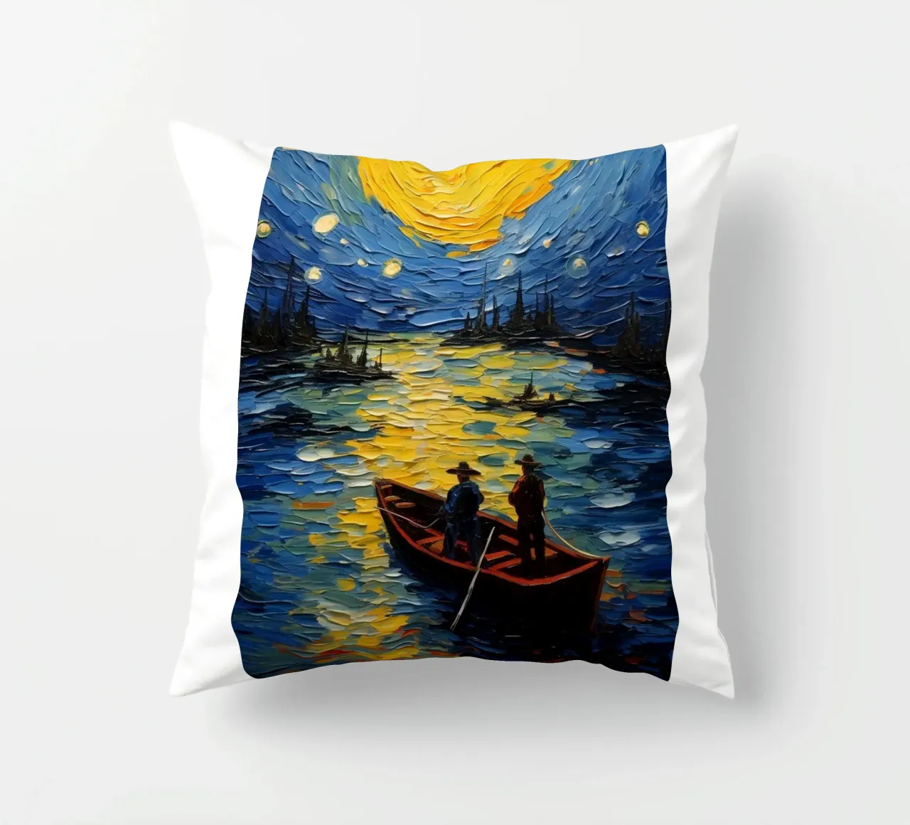 pescatori che pescano di notte cuscino da Piper Shop Oke