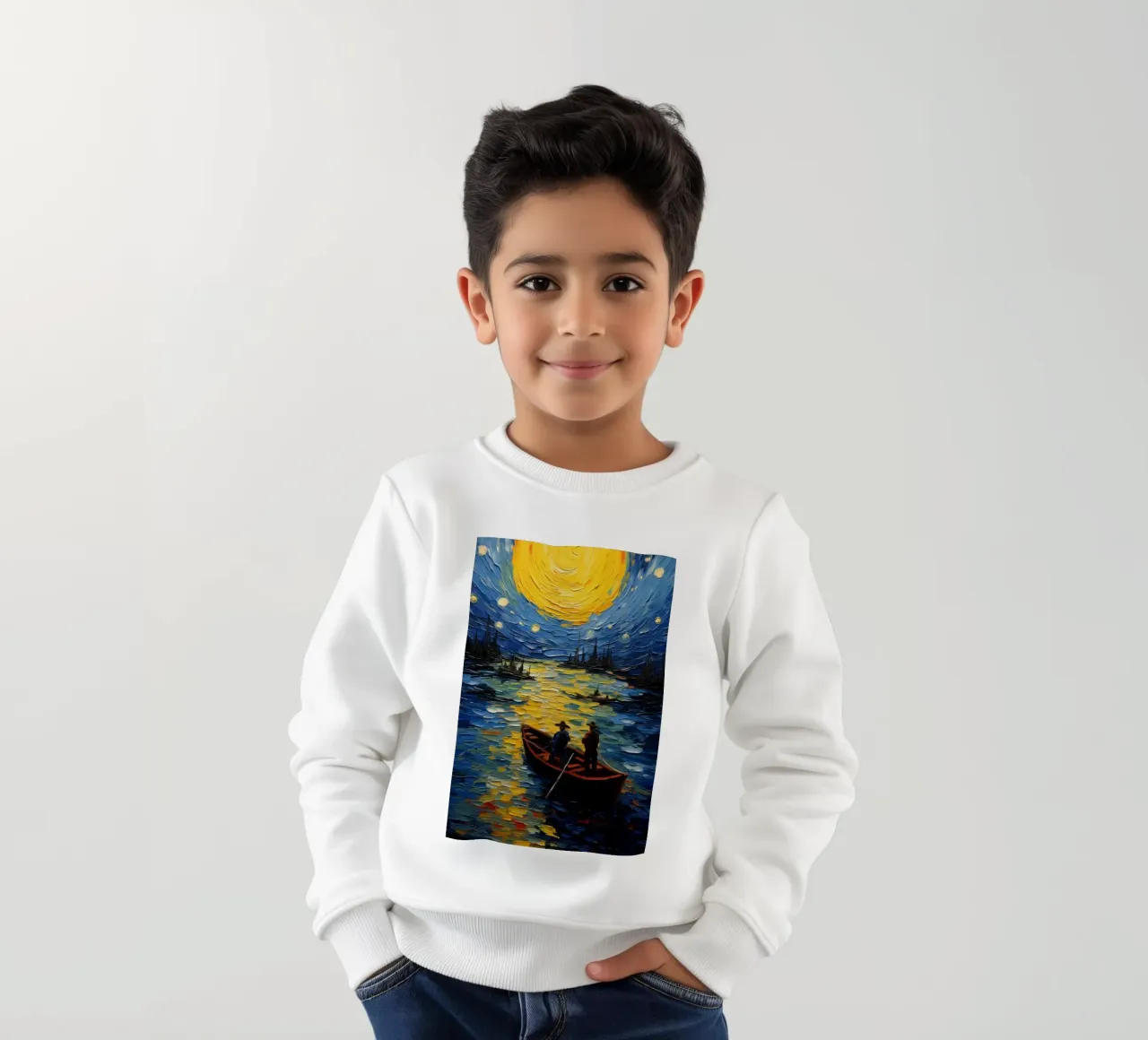 pescatori che pescano di notte felpa bambino da Piper Shop Oke
