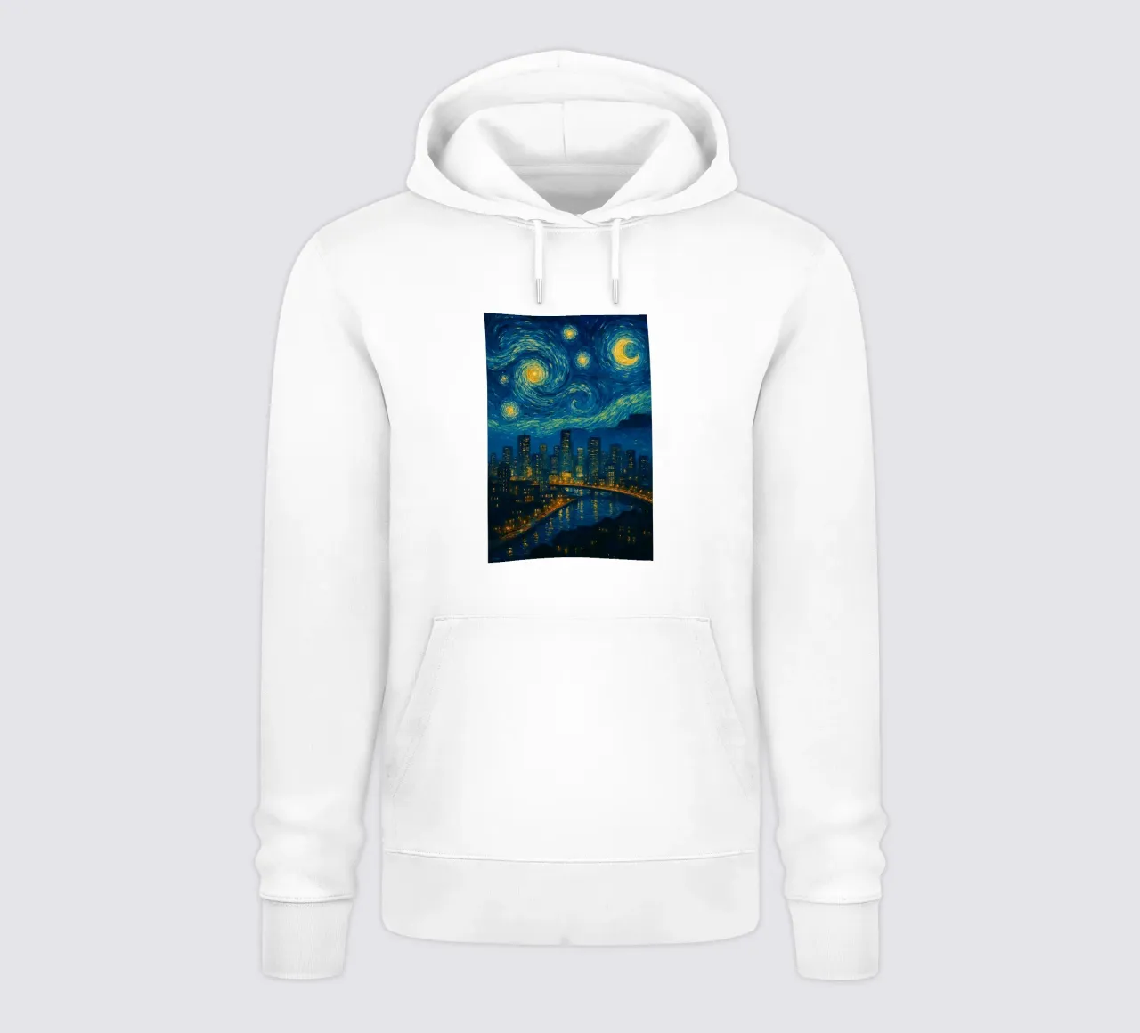 vista della città di notte in una giornata limpida felpa con cappuccio da Piper Shop Oke