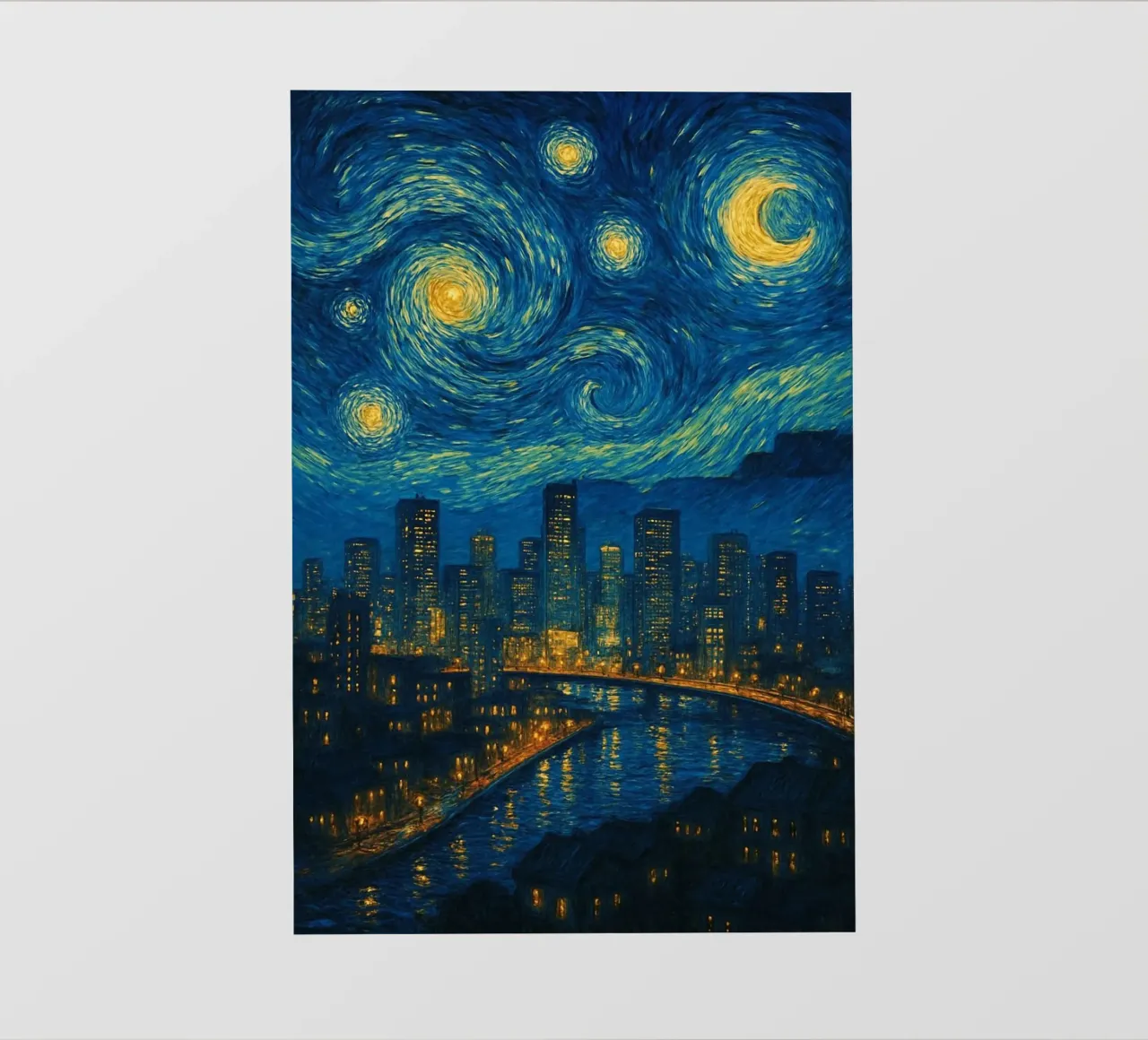 vista della città di notte in una giornata limpida telo in pvc da Piper Shop Oke