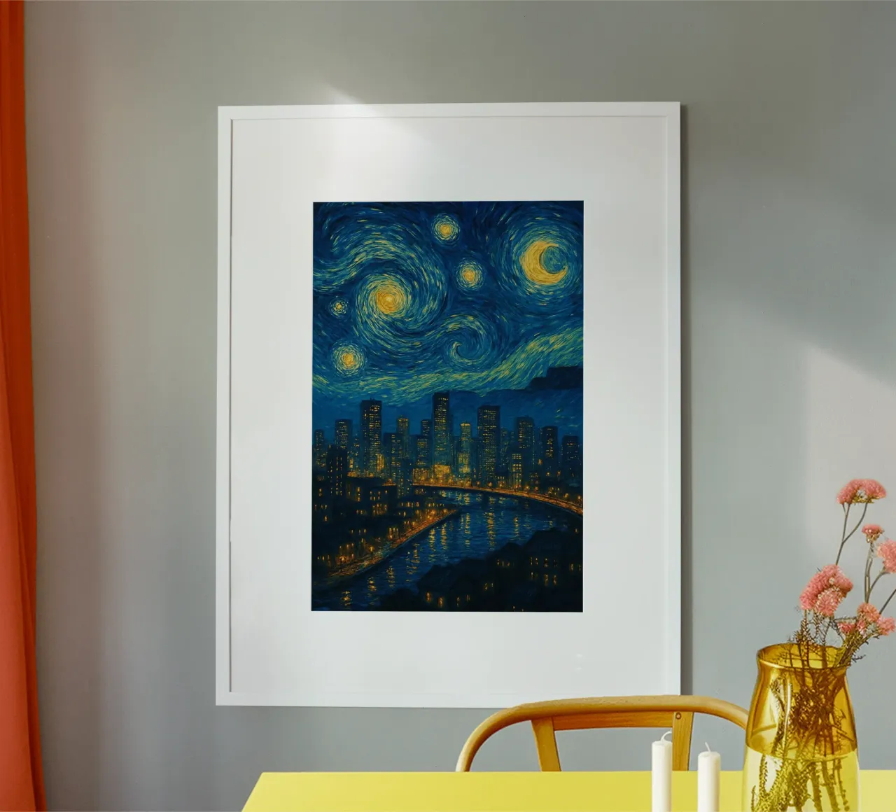 vista della città di notte in una giornata limpida poster da Piper Shop Oke