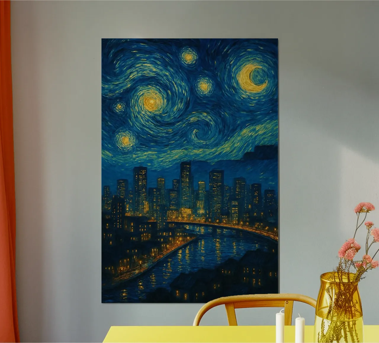 vista della città di notte in una giornata limpida poster da Piper Shop Oke