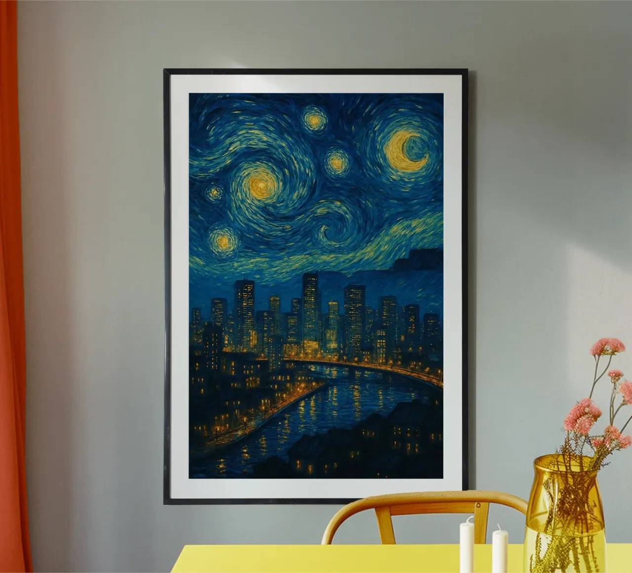 vista della città di notte in una giornata limpida poster da Piper Shop Oke
