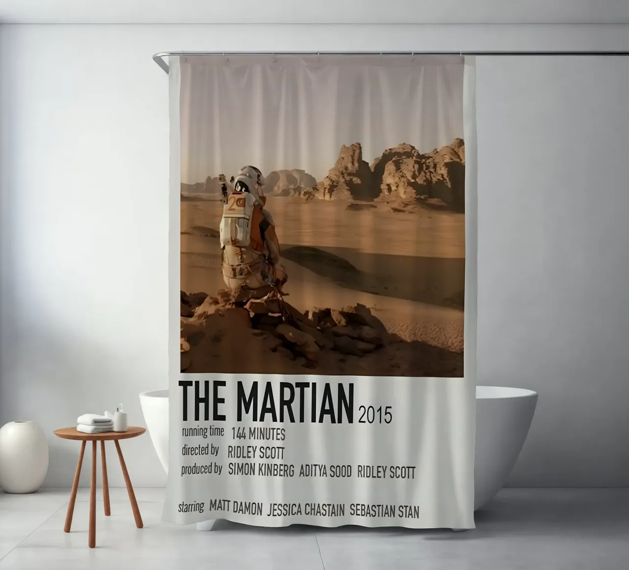 THE MARTIAN 2015 shower curtain by MVFminimalist